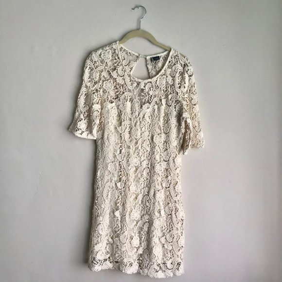 Sparkle & Fade / Cream Crotchet Knit Dress - Picture 2 of 9